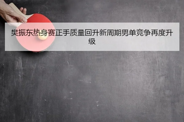 樊振东热身赛正手质量回升新周期男单竞争再度升级